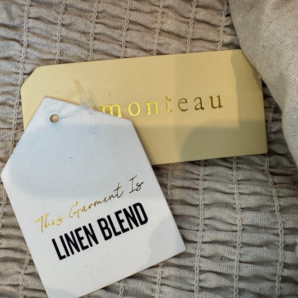 Monteau Linen Blend Strapless Belted Pockets A-Line Mini Dress - Picture 7 of 9